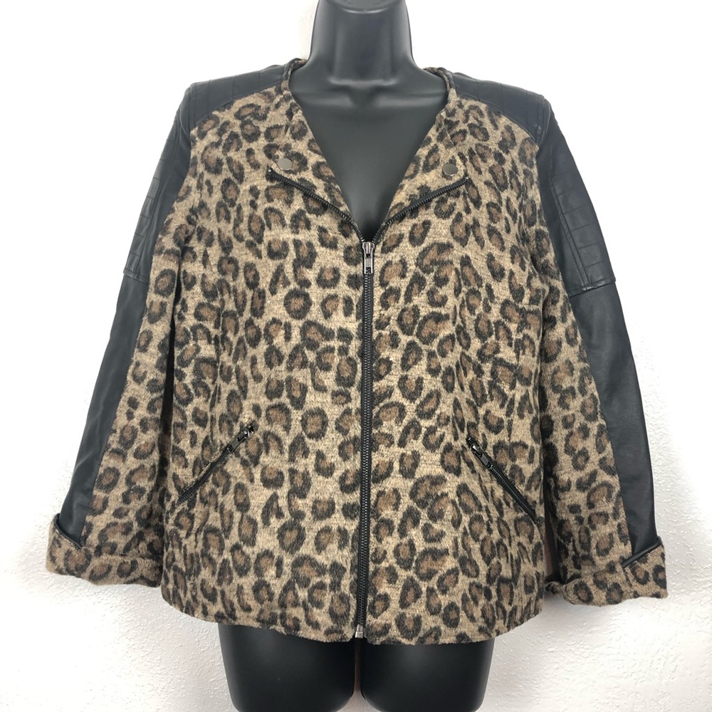 CITY GIRL NANCY BOLEN leopard wool jacket faux S